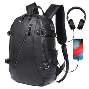 Leather Power and USB Function Backpack